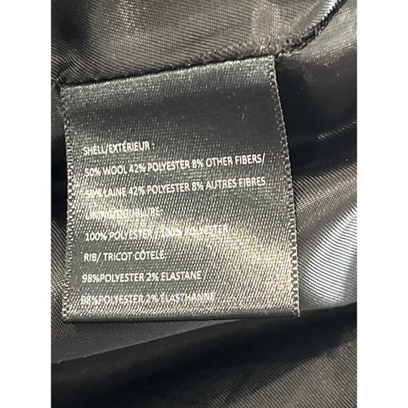 Sam Edelman Long Black Bomber Jacket Womens Size M Wool Blend Gold Accents Indie - Picture 7 of 9